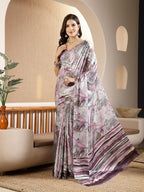 Women's Marble Print Satin Saree