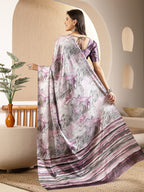 Women's Marble Print Satin Saree