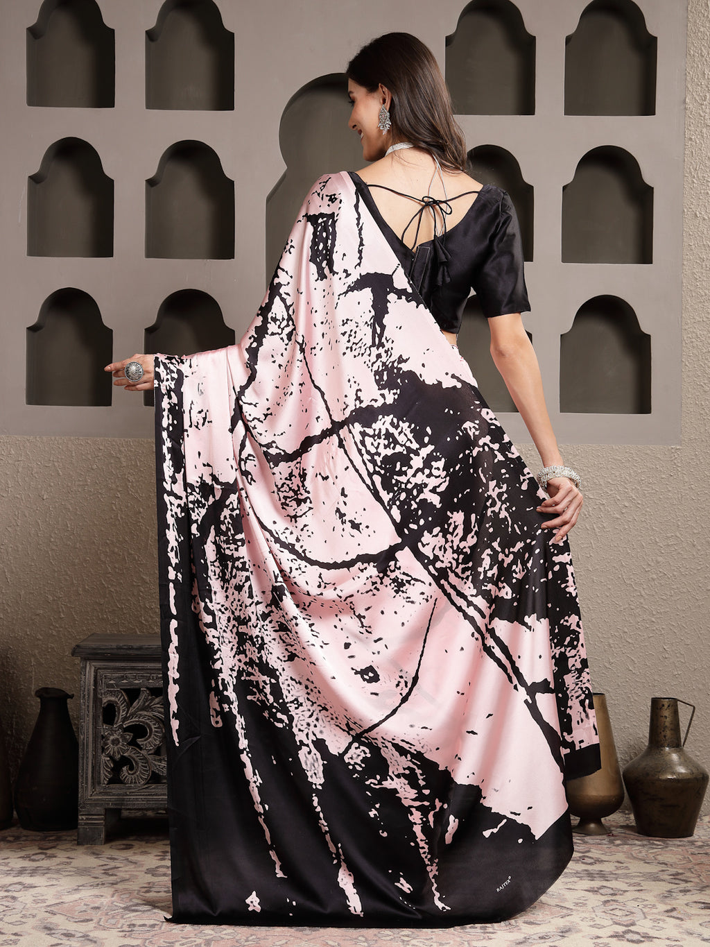 Women's Tie & Dye Print Satin Saree