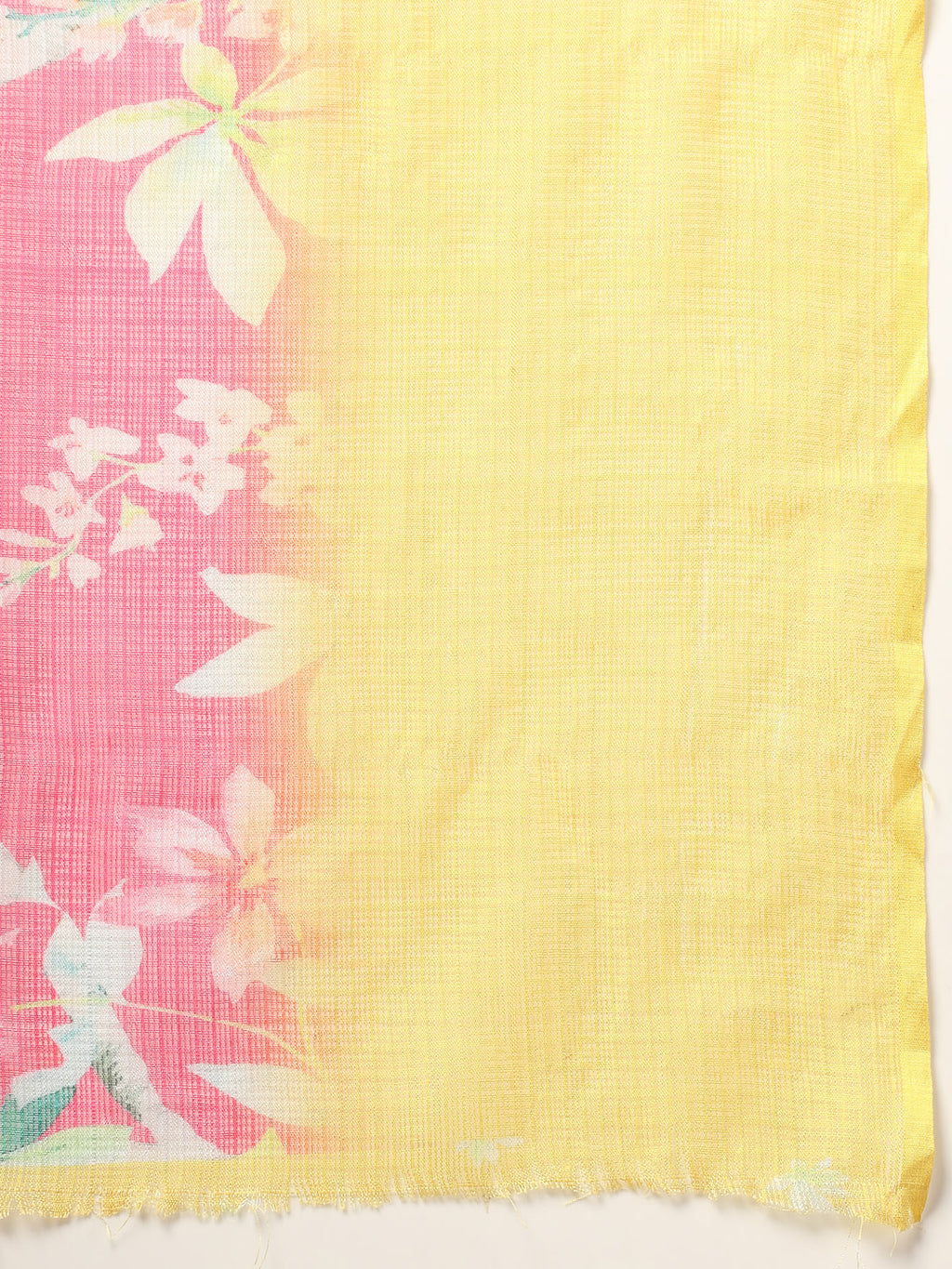Women's Pink Floral Digital Print Supernet Saree
