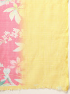 Women's Pink Floral Digital Print Supernet Saree
