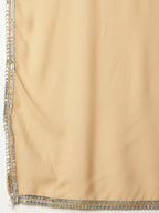 Women's Beige Jacket Style Party Wear Georgette Crop Top Palazzo Dupatta Co-ord Set