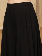 Women's Black Solid & Embroidered Crape Silk Co-Ord Set