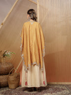 Women's Cream Bandhani Printed & Embroidered Creap Silk Co-Ord Set