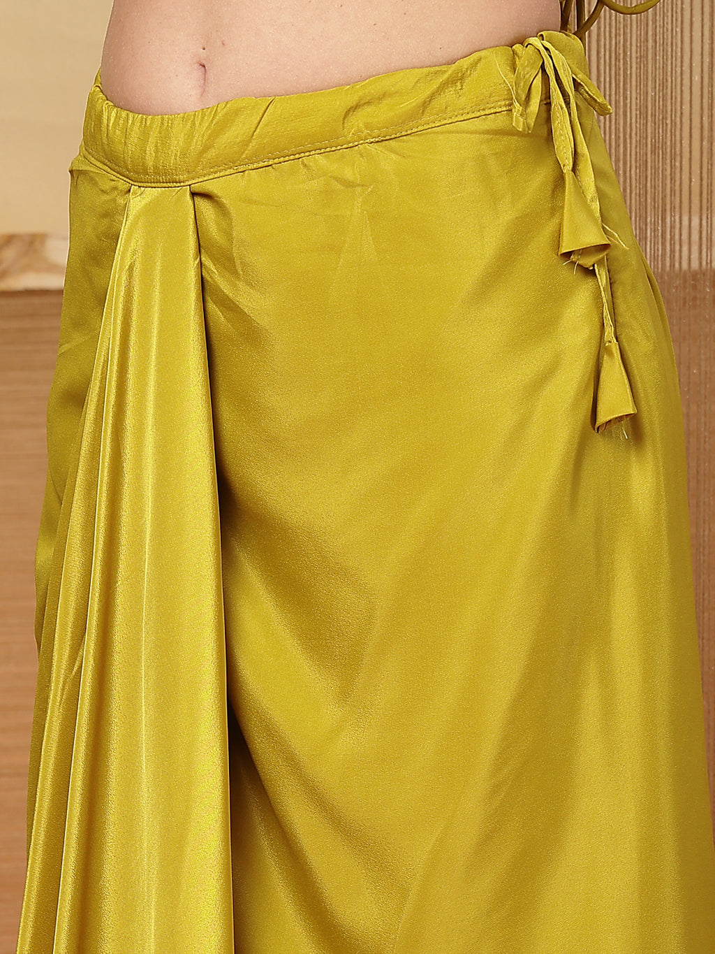 Women's Mustard Solid & Embroidered Organza Co-Ord Set
