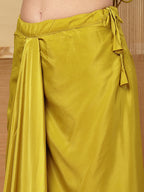 Women's Mustard Solid & Embroidered Organza Co-Ord Set