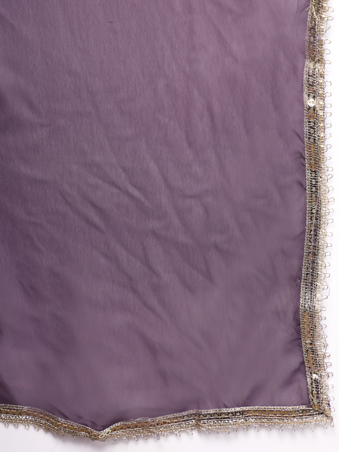 Women's Purple Embroidered Georgette Lehenga & Blouse with Dupatta