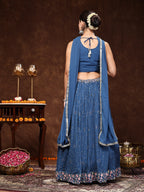 Women's Royal Embroidered Georgette Lehenga & Blouse with Dupatta