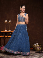 Women's Royal Embroidered Georgette Lehenga & Blouse with Dupatta