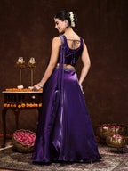 Women's Wine Jimmy Choo Lehenga & Blouse with Dupatta