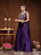 Women's Wine Jimmy Choo Lehenga & Blouse with Dupatta