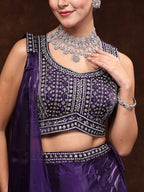 Women's Wine Jimmy Choo Lehenga & Blouse with Dupatta