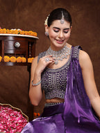 Women's Wine Jimmy Choo Lehenga & Blouse with Dupatta