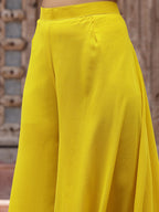 Women's Yellow Haldi & Mehandi Special Georgette Top Palazzo Dupatta Co-ord Set