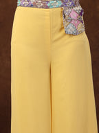 Women's Yellow Embellished Party Wear Georgette Palazzo & Blouse with Dupatta