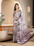 Women's Marble Print Satin Saree
